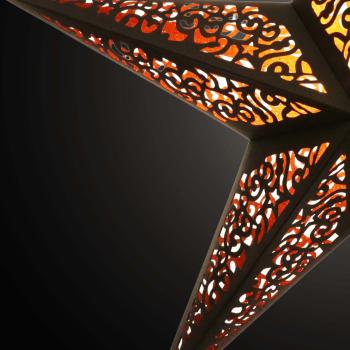 Preview: Kala Schwarz / Kupferglitter  - Faltbarer Leuchtstern, Weihnachtsstern aus Papier mit 5 Zacken, 60 cm